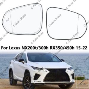 車用広角交換用ヒーター付きブラインドスポットハザードウィングリアミラーガラス レクサス RX NX NX200T RX350 NX300H RX450H 2015-2022用 部品 カスタムパ
