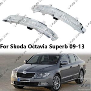 車用左右LEDバックミラーライト ウィンカーライト ウィング リピーターインジケーターランプ シュコダ オクタビア スーパーブ 2009-2013用 部品 カスタムパ