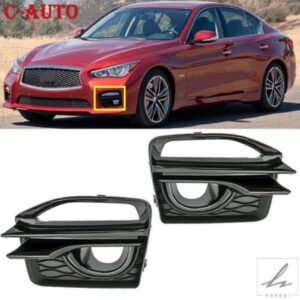 車左右フロントフォグランプフォグランプDRLカバーグリルフレームインフィニティQ50 Q50Sスポーツ2014 - 16車アセンブリ 部品 カスタムパーツ アクセサリー