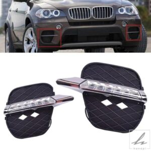 車用デイライト DRL LED フォグ ヘッドランプ デイタイムランニングライト カバー ドライビングライト 左右 ホワイト BMW X5 E70 2011 2012 2013用 部品 カ