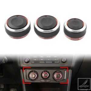 車用エアコンヒートコントロールノブ A/Cスイッチ 3個 VW POLO 9N 9N3 6R 2004 - 13用 部品 カスタムパーツ アクセサリー