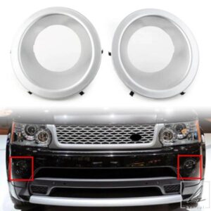 ランドローバー レンジローバー スポーツ 2010 - 13用 シルバー ABS 車フロントバンパー フォグライト ランプ ベゼル フレーム 左+右 1組