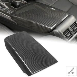 カーボンスタイルのカーセンターコンソールアームレストボックスパネルカバーABSホンダ10THアコード2018 2019 2020用