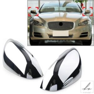 1 ペアリアサイドビューミラーカバーキャップクロームジャガー XF XFR XFR-S XE XJ XJR XK XKR XKR-S ABS プラスチック