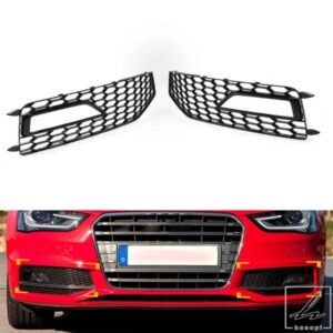 1 ペアブラック車ハニカムメッシュフロントバンパーフォグライトグリルカバーアクセサリーアウディ A4 B8.5 S ライン S4 RS4 2013 2014 2015