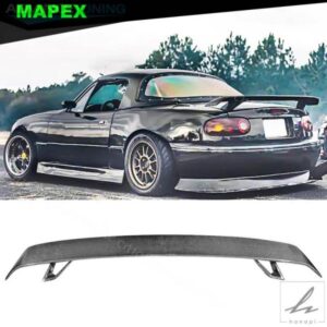 汎用スポイラー 90-24 マツダミアータ MX5 コンバーチブルカーボンルック明黒リアトランクリッドハイウイングスポイラー