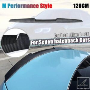 汎用 120 CMルーフスポイラーカーボンルックリアトランクリップ TPU ウイングスポイラー BMW ベンツアウディテスラ VW スバルカーアクセサリー