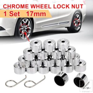 1 セット 17 MMクロームホイールロックナット合金ホイールハブ検索ナットビッグボルトカバーフォルクスワーゲン/ゴルフ/パサート/ポロカバー