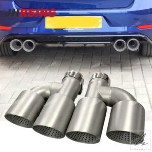 1 ピースマットステンレスデュアル排気先端汎用排気システムマフラー先端 Y 字型ノズルゴルフ R MK7 GTI 排気