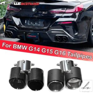 1 ペアカーボン排気先端 BMW 840I G14 G15 G16 ステンレス黒マフラー先端排気システムノズル
