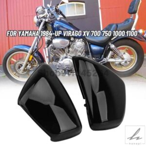 黒オートバイ左右バッテリーサイドフェアリングカバーガード ACCESSORIE ヤマハ XV700 750 1000 1100 ビラーゴ 1984-アップ