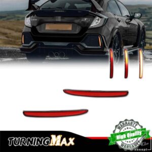 赤色 LED リアバンパーリフレクターテール/ブレーキライトリアフォグランプホンダシビックハッチバック/タイプ R/SI 4 ドアセダン 2017-2022