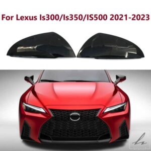 1 ペアグロスブラックサイドウイングミラーカバーレクサス IS300/IS350/IS500 2021-2023 LHD バックミラーキャップカバーカーアクセサリー