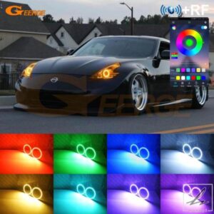 日産 370Z 370 Z Z34 フェアレディ 2009-2020 RF リモート BT アプリ超高輝度マルチカラー RGB LED エンジェルアイズキットハローリング DRL