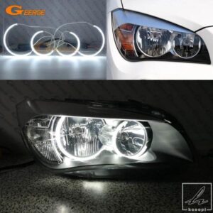 完璧な C シェイプスタイル超高輝度 CCFL エンジェルアイズデイライト BMW X1 E84 2009 - 15 ハロゲンヘッドライト