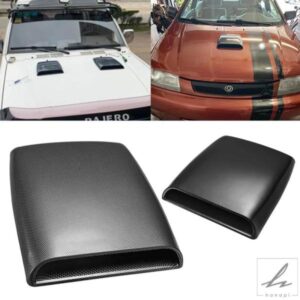 1 個白黒車大型フードスクープボンネット偽エアフロー吸気ベントペーストステッカーカバー 25*28*3.5 CM装飾