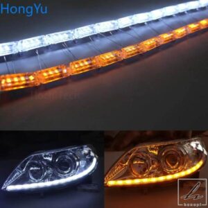 柔軟なクリスタルエンジェルティアーズ LED ストリップライトウィンカー DRL デイタイムランニングホワイト次のイエロー機能付き