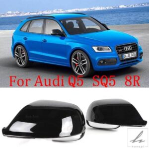 黒アウディ Q5 8R Q7 4L SQ5 サイドミラーカバーキャップ 2009 2012 - 16 ドアウイングバックミラー交換シェルケース