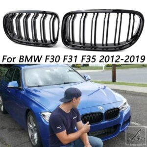 車ダブルスラットグロスブラックキドニーグリルグリルフロントグリル BMW 3 シリーズ F30 F31 F35 2012 - 18
