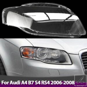 1 ペアフロントヘッドライトレンズカバーアウディ A4 B7 S4 RS4 2006 2007 2008 ヘッドランプカバークリアランプシェードランプフードシェル