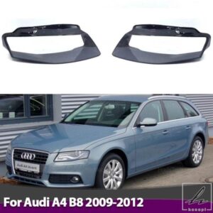 1 ペアフロントヘッドライトレンズカバーアウディ A4 B8 2009 - 12 ヘッドランプカバークリアランプシェードランプフードシェル