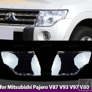 1 ペアフロントヘッドライトカバー三菱パジェロ V87 V93 V97 2007-2020 ヘッドランプカバークリアランプシェードフードシェル