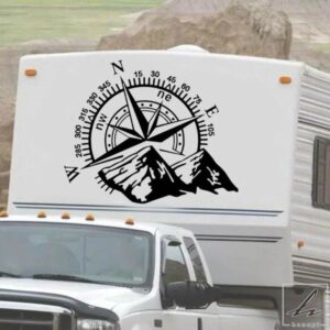 車用ステッカー 粘着式 山型 大型ビニール製 ボンネットサイドステッカー バン用 デカール キャンピングカー キャラバン ジープ トラック SUV キャンピング