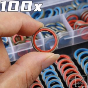 100個 接着ワッシャー 金属ゴム オイルドレンプラグ シーリングガスケット M6 M8 M10 M12 M14 M16 複合ワッシャー シーリングリングセット用