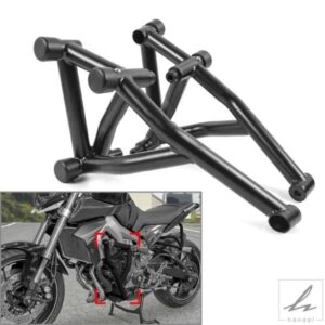2個 左+右 バイクスタントケージ エンジンガード クラッシュバープロテクター ヤマハ トレーサー MT-09 FZ-09 2014 2015 2016 ブラック