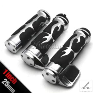 1インチ 25MM フレイムレトロバイクハンドグリップ ホンダ スズキ カワサキ ヤマハ ハーレー XL883 ストリートバイク クルーザー チョッパー用