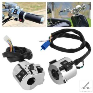 1ペア 25MM クローム オートバイ バイク ハンドルバースイッチ ウィンカー ヘッドライト ホーンスイッチ コントロールボタン 汎用アクセサリー