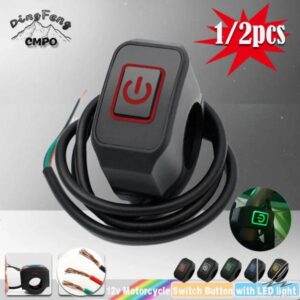 12V オートバイハンドルバースイッチ モーメントリーボタン 電動スターキル用 防水コントロールスイッチボタン LEDライト付き KTM用