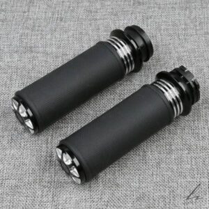 汎用 1インチ25MM オートバイハンドグリップ ハンドルバー ハンドルバー ブラック ハーレー VRSC XL XR ダイナ ソフテイル ツーリングモデル用 モトグリップ