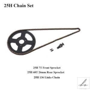 25H 7T フロントスプロケット 68T 26MM リアスプロケット 136 リンクチェーン 49CC ミニポケットバイク 2ストローク ミニモト ポケットバイク ATV