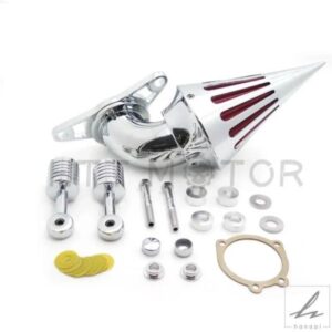 2001〜2009年式 ハーレーダビッドソン ソフテイル ファットボーイ ダイナ ストリートボブ ワイドグライド用 クローム/ブラック エアクリーナーフィルター