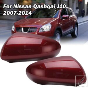 日産 QASHQAI J10 2007-2014 用サイドミラーカバーキャップ マグネット式 レッド ヨーロッパバージョン バックル付き サイドミラーハウジングアクセサリー
