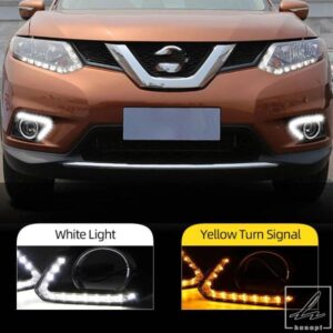 車用LEDデイタイムランニングライトDRL 日産エクストレイル XTRAIL Xトレイル 2014 2015 2016 フォグライトスイッチハーネスカバーグリルフォグランプ
