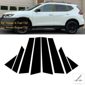 日産エクストレイル/ローグ T32 2014 2015 2016-2020 用 8枚セット ドアウィンドウピラーポストトリムカバーステッカー 自動車スタイリングアクセサリー