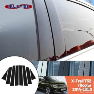 明カーボン製のドアとウィンドウB Cピラーステッカー日産エクストレイル Xトレイル T32 ローグ 2014-2020 2015 2016に適合