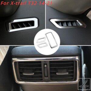 日産エクストレイル X-TRAIL T32 ローグ 2014-2020 ABS エアコン吹き出し口カバー用 車フロントリアエアコン吹き出し口デコレーショントリムステッカー
