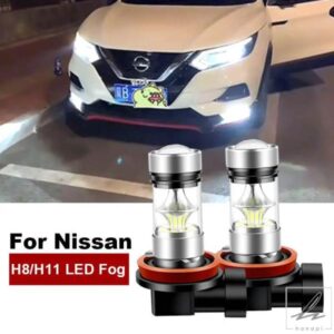 2個 2400LM 日産 QASHQAI J10/J11 日産 X-TRAIL T30/T31/T32 2005-2018 LED H8 H11 フォグランプバルブ 車用 DRL ランプ 6000K 12V