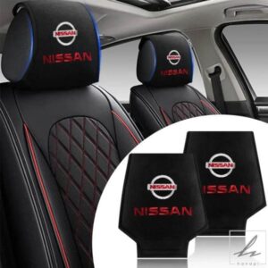 車用ヘッドレストカバー 自動車用シートヘッドレストクッション ネックピローケース アクセサリー NISSAN NISMO QASHQAI TEANA X-TRAIL ALMERA TRAIL 1用