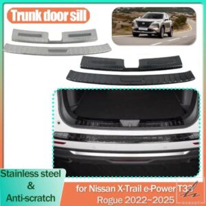 日産エクストレイル E-POWER T33 ローグ 2022~2025 用 トランクドアシル ステンレス スカッフプレート トリムストリップ アクセサリー
