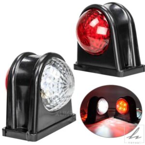 2X 8LED クリアランスエルボ ゴムライト トレーラートラックポジションパーキングアウトライン 12V 24V サイドマーカーライト ホワイトレッドリアランプ