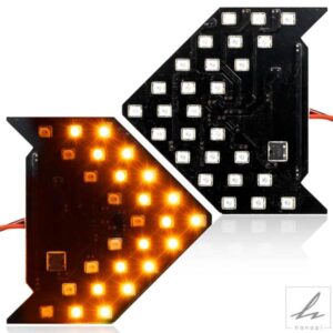 2Xダイナミックシーケンシャル3ステップフラッシュ27-SMD LED回路基板パネルサイドミラーの後ろのウィンカーレトロフィットアンバーイエロー