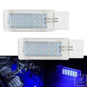 2個 ブルー LED フットウェルライト グローブボックス トランクライト VW ゴルフ ポロ パサート ティグアン ジェッタ キャディー UP T5 T6 トゥアレグ シロ