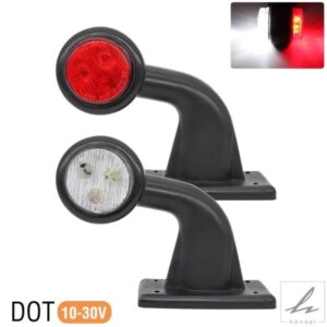 2X 6LED クリアランスエルボ ゴムライト トレーラートラックポジションパーキングアウトライン 12V 24V サイドマーカーライト ホワイトレッドリアランプ