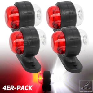 2インチ LED マーカーサイドライト 赤白 ゴム製アウトラインインジケーターランプ バス トラック キャンピングカー トラック トレーラーシャーシ DC 12V/24V