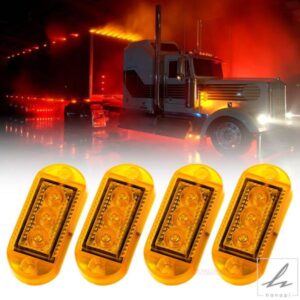 12V 24V アンバーオレンジ LED サイドマーカーライト ウィンカーライト ハザード灯 防水 トレーラートラック 大型トラック 交換用アクセサリー