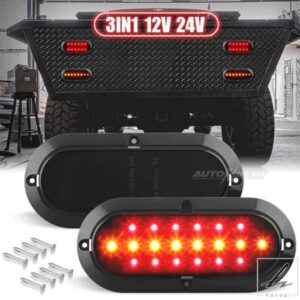2X 7.5インチ オーバルテールブレーキウィンカーライト リアトラックトレーラー アンバーレッド 20 LED スモークレンズ クリアランスインジケーター フラン